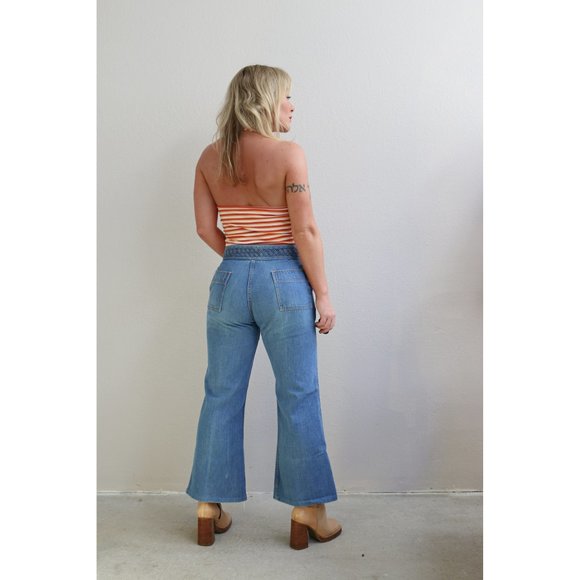 1970's Vintage MD Cimone Baket Weave Bell Bottom Jeans Women's Medium 31" Waist - Picture 4 of 11
